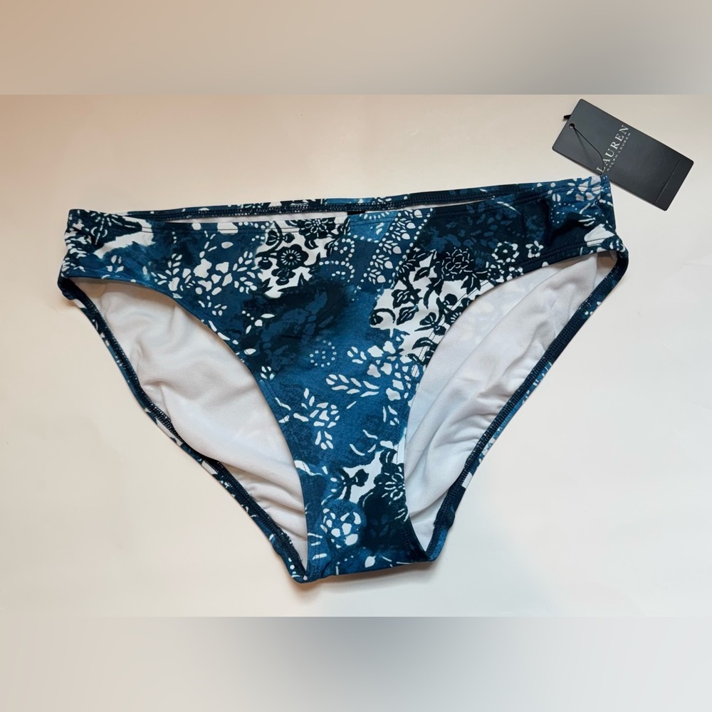 Lauren Ralph Lauren Blue and White Floral Bikini